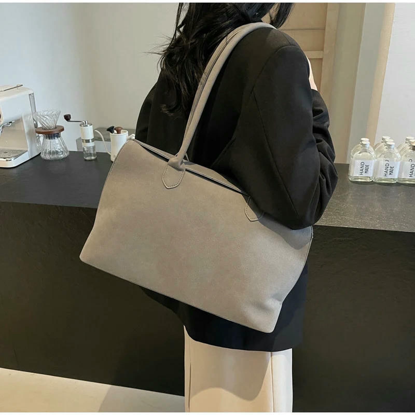 CHENSHI Damska torba na ramię w stylu retro Europa Ameryka popularna torba na ramię o dużej pojemności, wykwintna torebka pod pachami, prosta torebka damska, szara