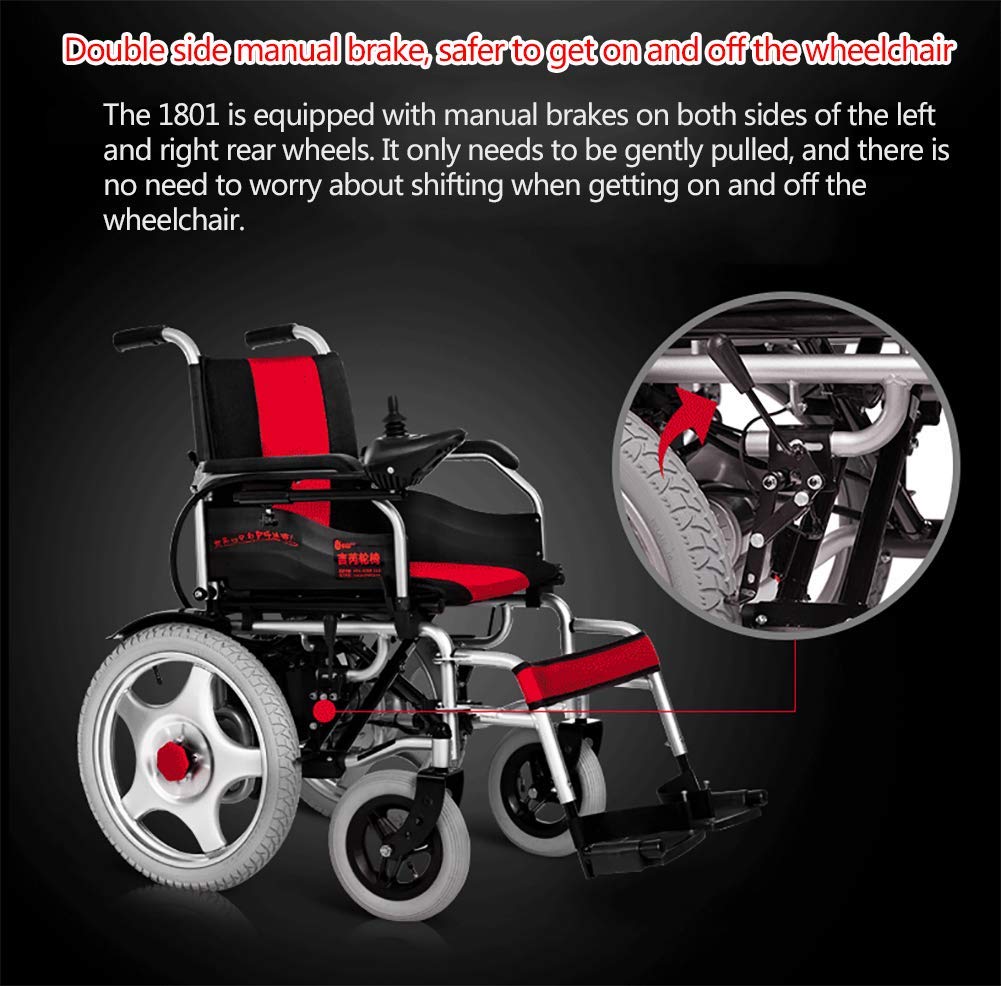 Sedia a rotelle elettrica per impieghi gravosi, Pieghevole, Pieghevole e Leggera, Portatile Powerchair con Cintura di Sicurezza, Alimentazione elettrica o manipolazione Manuale, sc