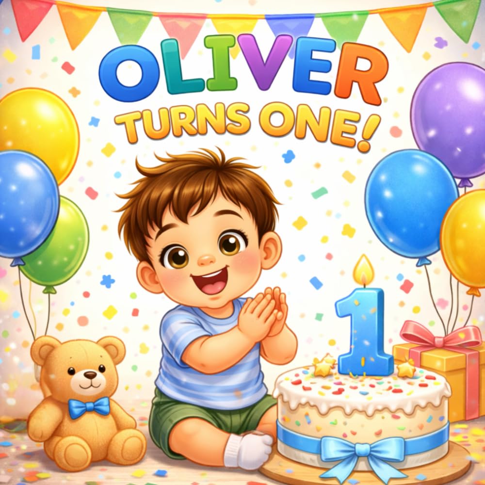 Oliver Turns One: A Personalized First Birthday Book (Three Hearts Personalized Baby Name Books (Oliver))