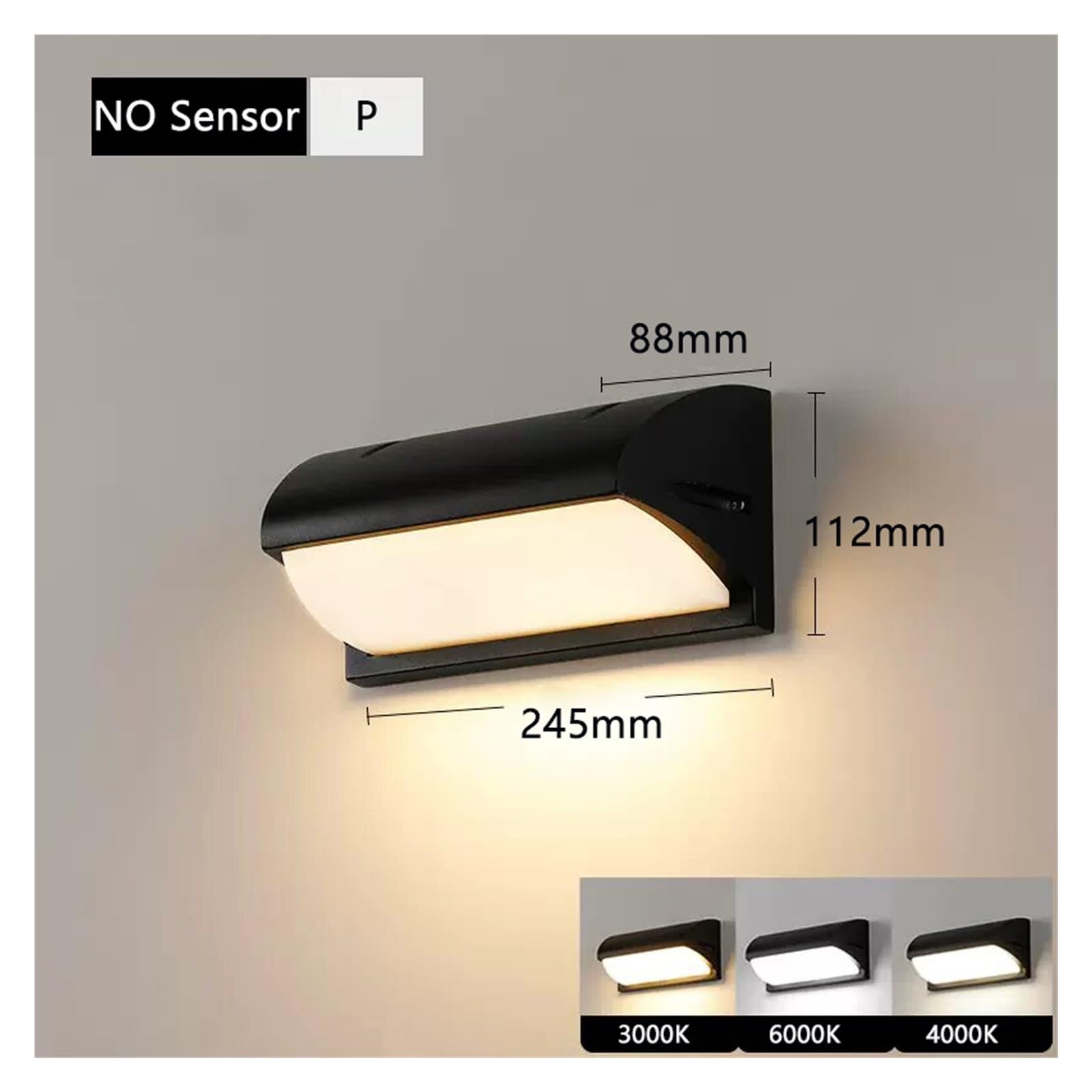 12-20W Wodoodporna zewnętrzna lampa ścienna LED z czujnikiem ruchu IP65 do oświetlenia ogrodu na balkonie na werandzie AC220V/12V/24V(Natural Light 4000K,N MOTION SENSOR_VOLTAGE DC24V 12W)