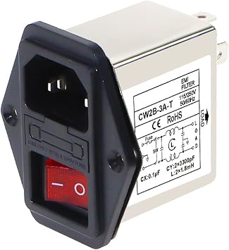 IEC Socket Power Filter CW2B-T CW2C-T 3A 6A 10A for emi Electromagnetic Filter with Light Safety Switch - for Industrial Equipment CW2B-3A-T