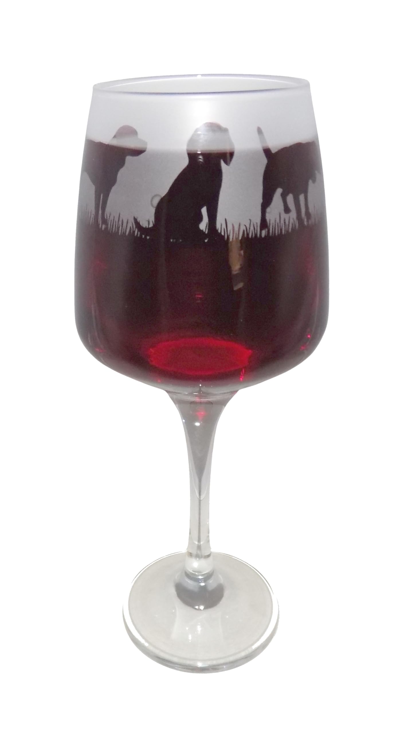 Beagle Hand Etched Stemmed Wine Glass