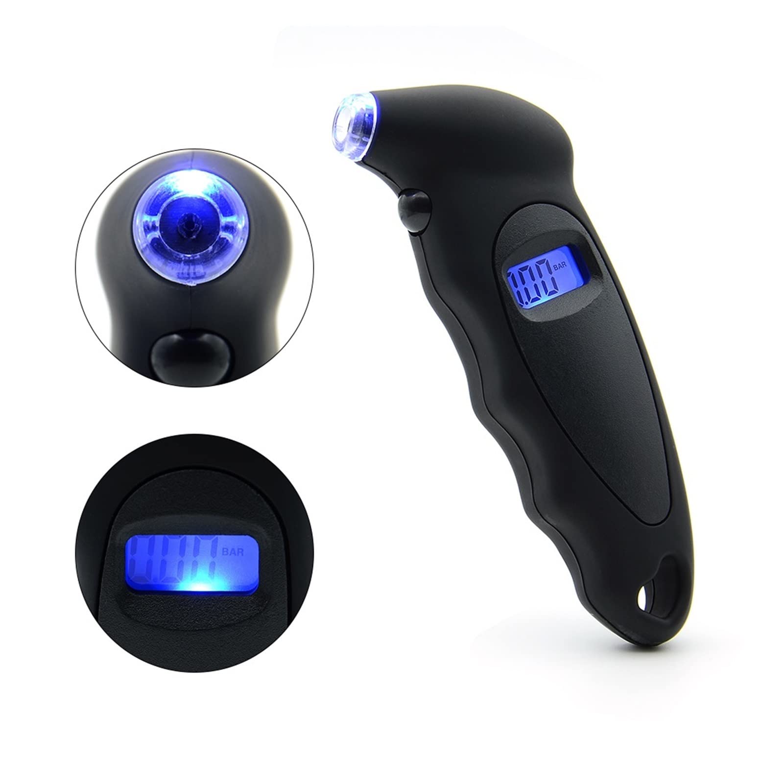 Manometro per Pneumatici da 0-150 PSI Misuratore di Pressione per Pneumatici per Pneumatici per Auto Digitale ad Alta precisione Manometro con Display LCD (Colore : Nero) (Nero)