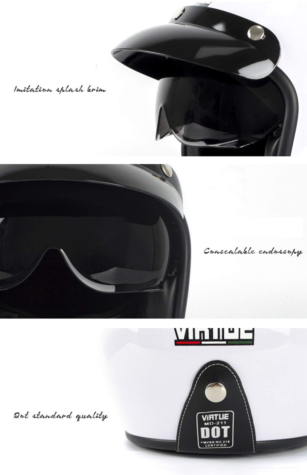 ZLYJ Casco Moto Jet con Visiera Aperta Bluetooth 3/4 Mezza