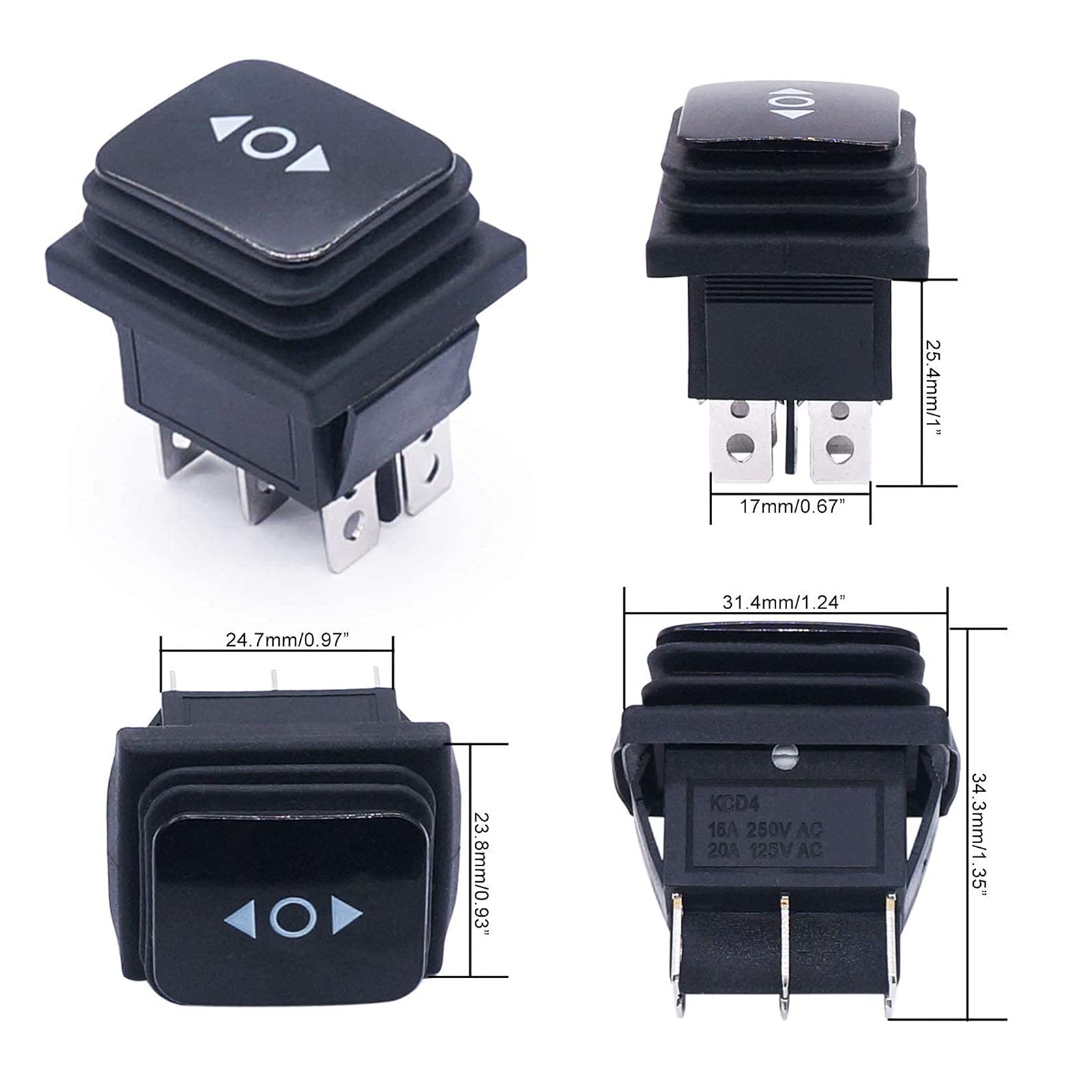 2 stücke Wasserdicht Momentary Wippschalter 6 PINOff3 Position Schwarz 250V/16A 125V/20A