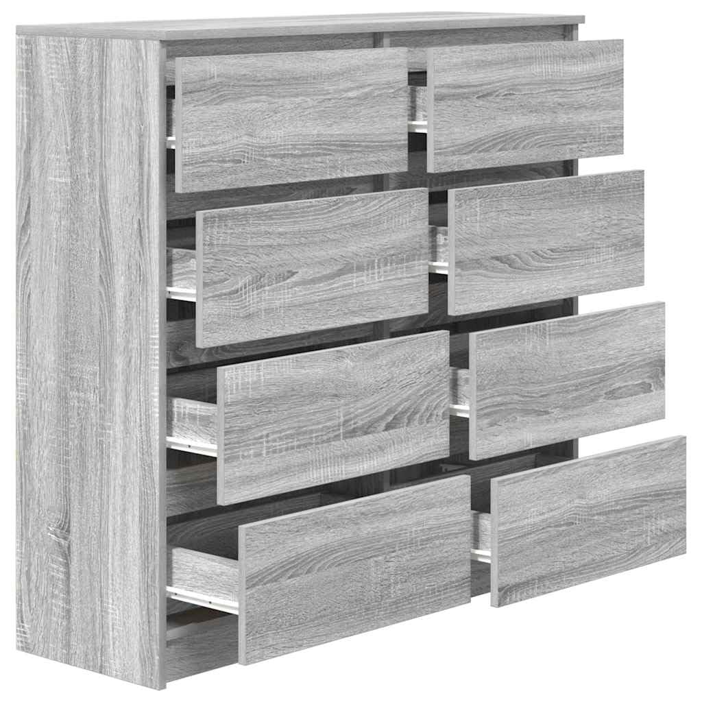 Générique Bufet Sonoma szary 100 x 35 x 99 cm z drewna inżynieryjnego, duży schowek do jadalni, meble wielofunkcyjne z wytrzymałym blatem, szafą do salonu lub wejściem