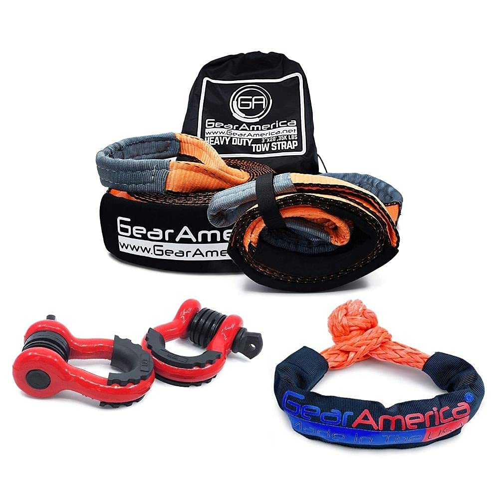 Buy GearAmerica Bundle Tow Strap 3" x20' + Tree Saver Winch Strap 3" x8