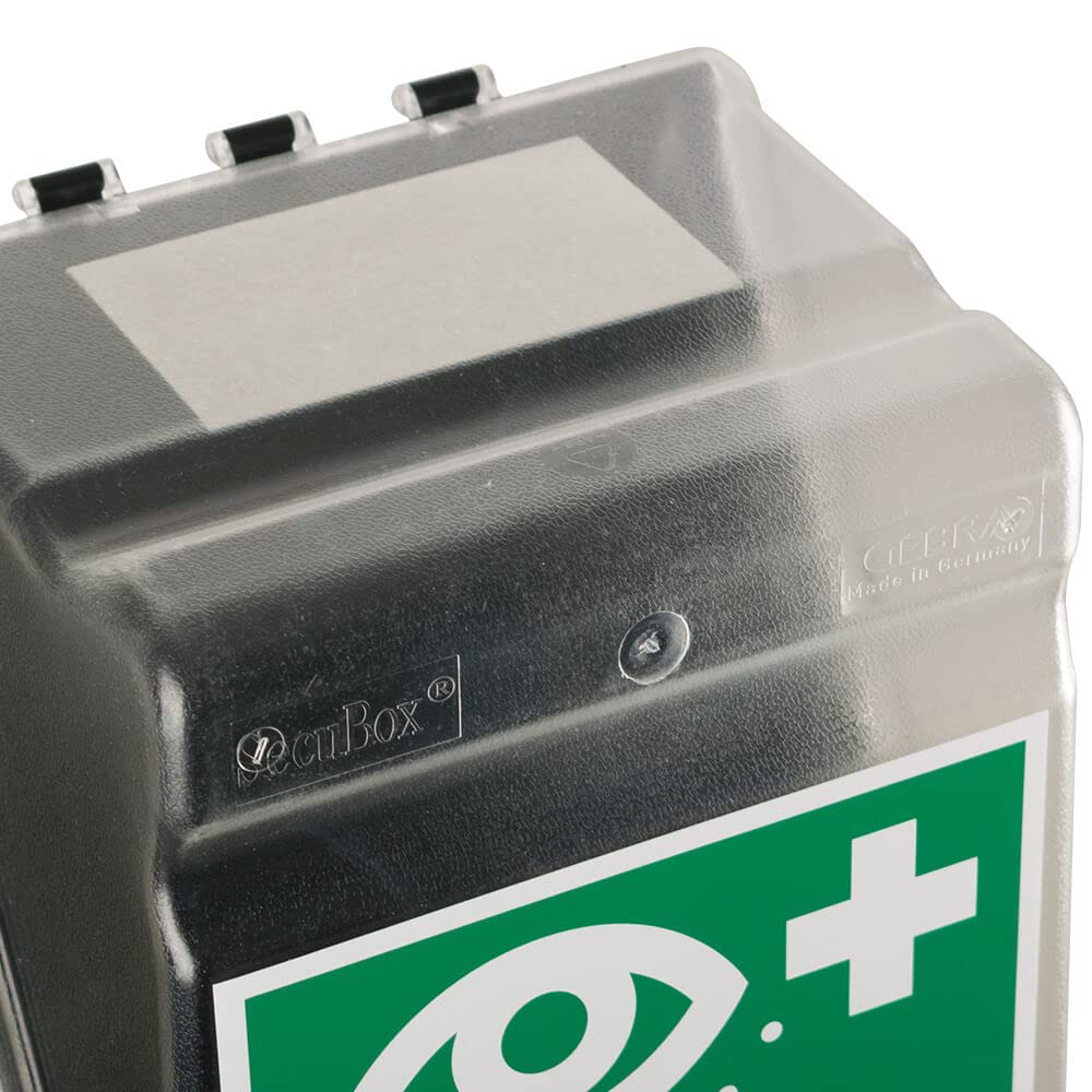 BIGPACK 2 x SecuBox Maxi Augenspülstation mit 4 x 1000 ml PLUM NaCl-Flaschen aus Kunststoff, Art.-Nr. 4707 + 4320301