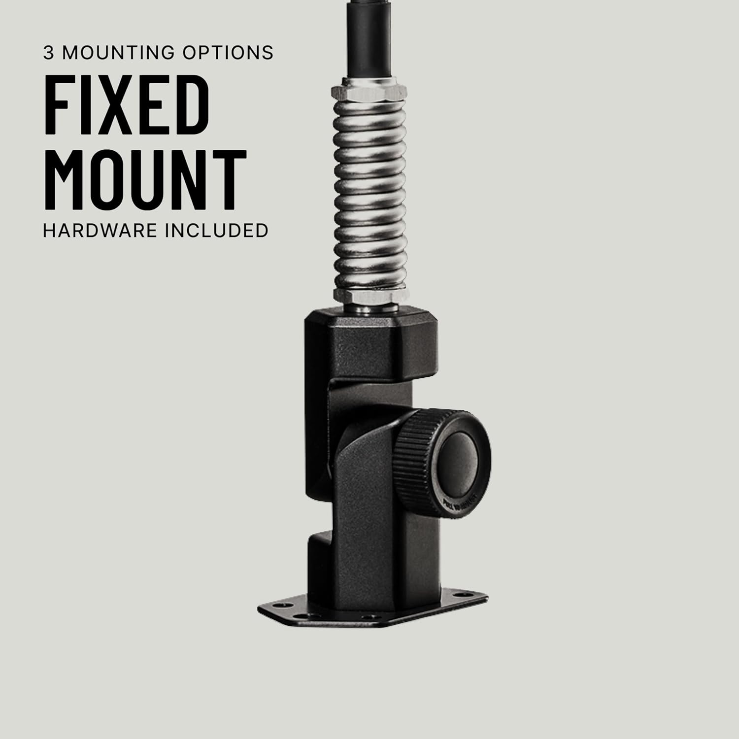 Fixed mount option for the weBoost overland antenna, showing hardware for permanent attachment.