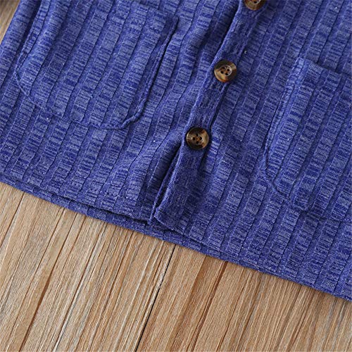 Cardigã infantil para meninos com botões, suéter de malha de algodão com bolso para crianças, roupas