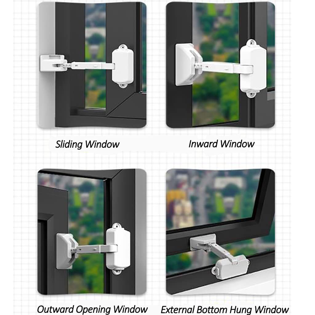 Cerraduras de ventana, restrictor de ventana, limitador de puerta de seguridad, cerradura de cadena de seguridad for ventana infantil, limitador de ventana for niños pequeños y mascotas, fácil de inst