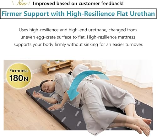 Miniatura 5 de EMOOR Colchón de espuma de alta resistencia de 2 pulgadas, tamaño individual (77 x 38 pulgadas), color gris, extraíble y lavable