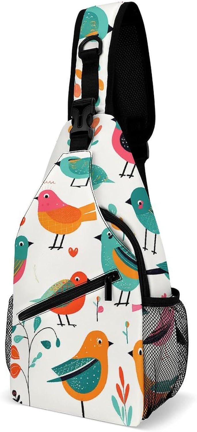 Chest Bag Bird Clip Art Sling Bag for Men Crossbody Bag Fanny Packs for Women Sling Backpack for Travel