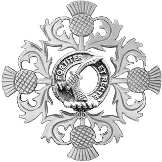 Elliott Clan Crest Scottish Thistle Brooch
