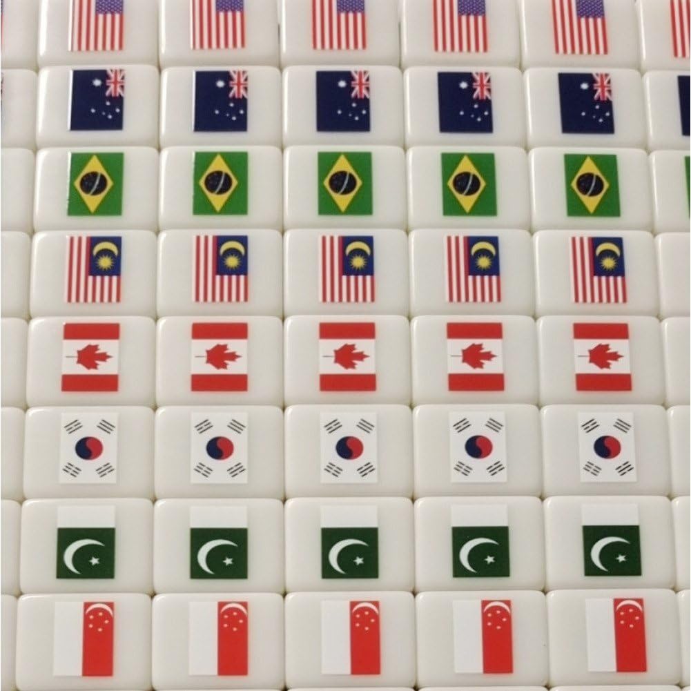 64 Fliesen, Brettspiele, Flaggenmuster, Mahjong-Spiel, Mahjong-Fliesen-Set, Familien-partyzubehör Für Zuhause, Festival, Party
