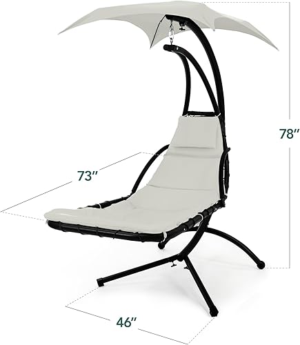 Miniatura 2 de Best Choice Products Tumbona curvada colgante iluminada por LED para patio trasero, patio, césped con 3 ajustes de luz, almohada resistente a