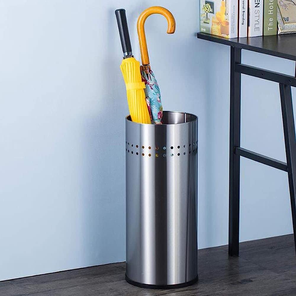 Porte-parapluies créatif anti-rouille doté d'un plateau de drainage pour entrées sèches