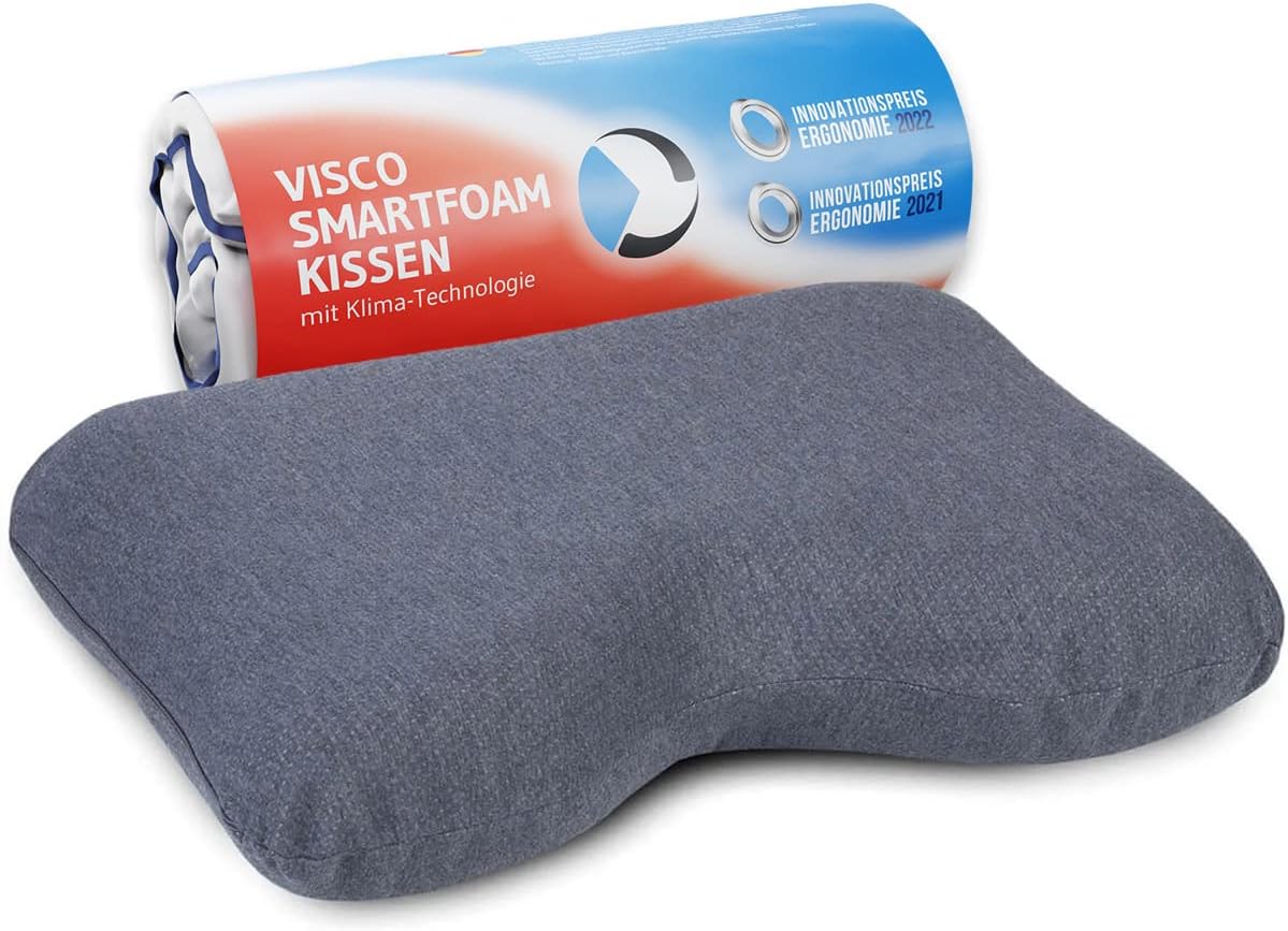 Gianfar QuickDry Side Sleeper Pillow Certified Neck Support Pillow Orthopaedic Visco Pillow with Quick-Drying Climate Cover Side Sleeper Pillow / Cervical Neck Pillow 55 x 40 x 12/10 cm