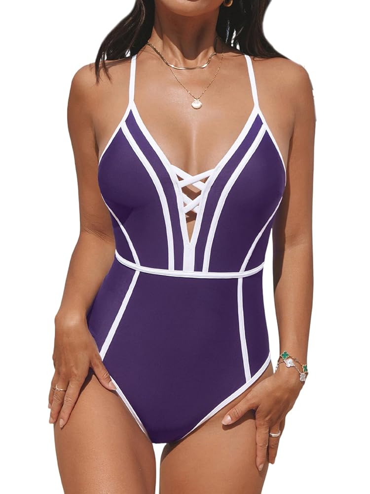新品IDEE H& by POOL V-neck One-Piece CUPSHE Women's One Piece Swimsuit Plunging V Neck Bathing