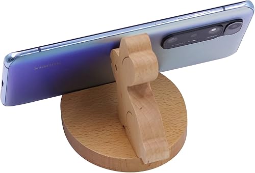 Miniatura 40 de Lindo ciervo soporte de teléfono celular Soporte de escritorio de madera para teléfono inteligente para todos los teléfonos móviles Animal teléfono
