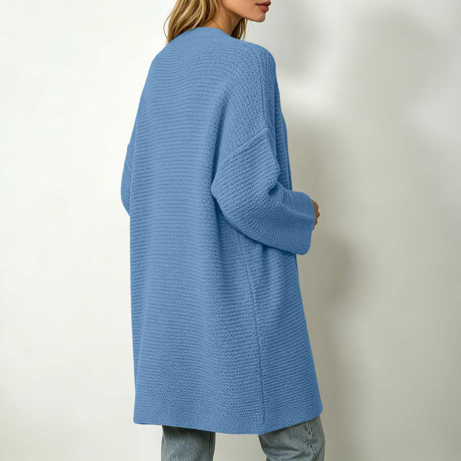 Strickjacke Damen Lange Oversize Strickpullover Casual Weich Langarmjacke