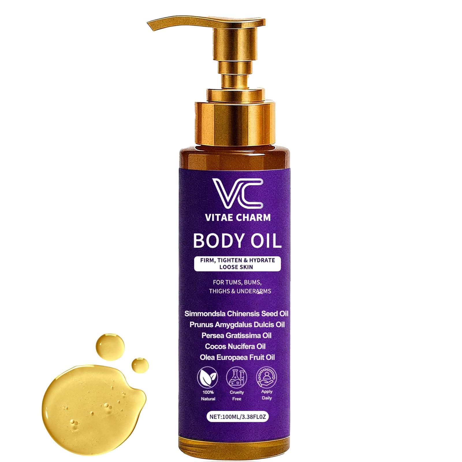 Body Firming Oil for Crepey-Looking Skin with Jojoba, Almond & Coconut Oils, 3.4 fl oz