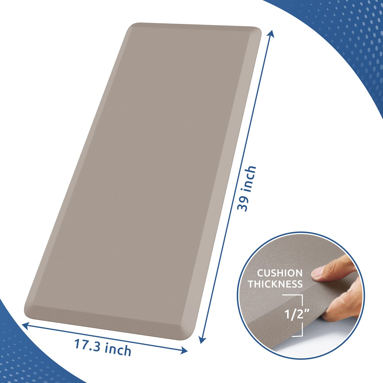 Condition photo showing New/Like New for kitchenclouds kitchen mat cushioned anti fatigue kitchen rug 17.3"x39" waterproof non slip kitchen rugs and mats standing desk mat comfort floor mats for kitchen house sink office (khaki)