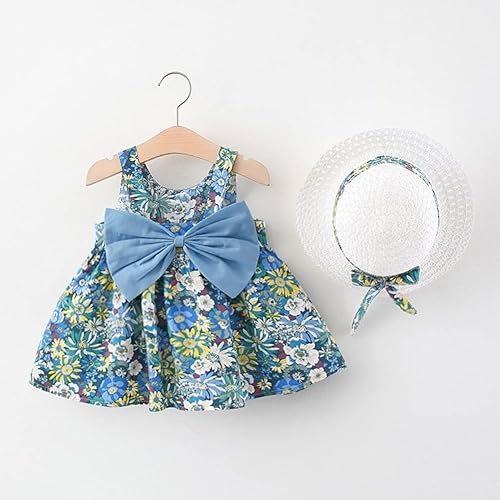Miniatura 2 de IDOPIP Vestido tutú de verano para niña, sin mangas, espalda descubierta, vestido de fiesta de cumpleaños, vestido de verano con lazo de flores