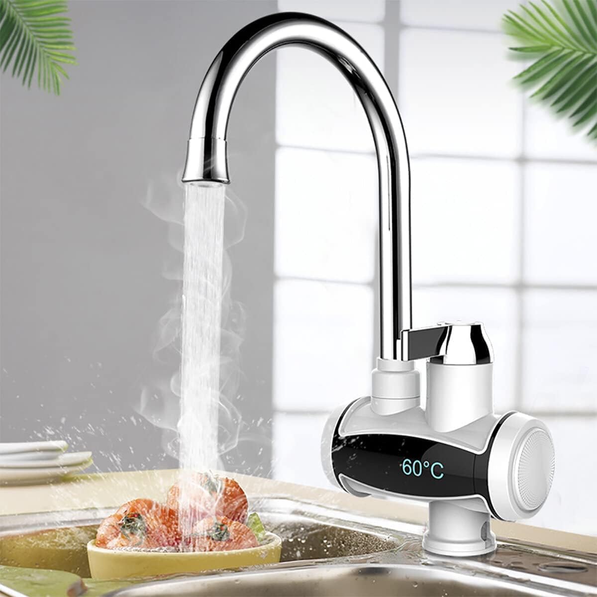Catron Instant Electric Water Heater Faucet Tap Hot Tap Home-Kitchen Water Heating Instantaneous Water Heater Tank less for Tap (3000W),LED Electric Head Water Heaters For Home Kitchen