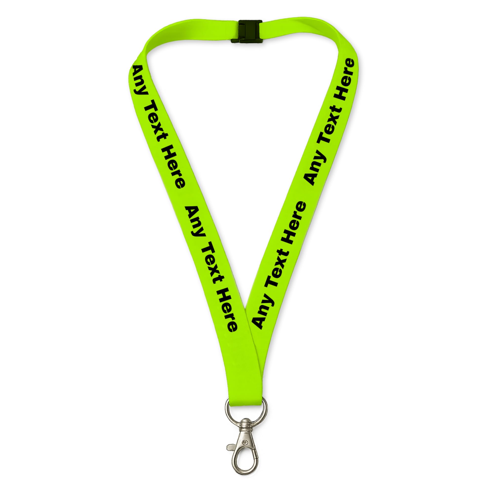 Printed Lanyards Personalised Custom Any Text Colour Lanyard Safety Break ID Card Holder. Visitor Security Company Event Gig Show Staff Teacher NHS Nurse (Lime Green) โ image 1