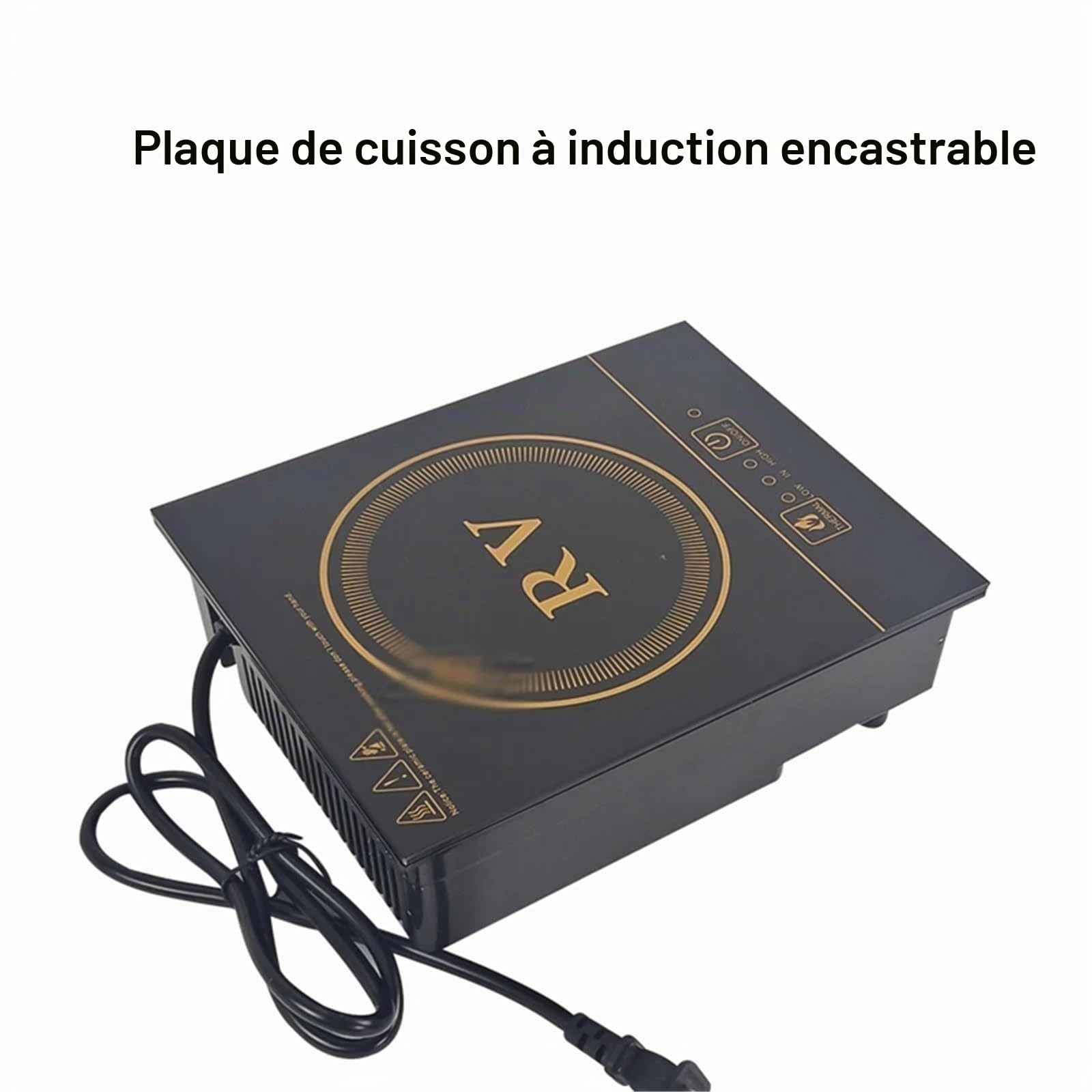 Plaque de Cuisson à Induction intégrée for Camping-Car, Ronde et carrée, avec Bordures, Commande Tactile, for Voiture, Maison, Yacht, Cuisine