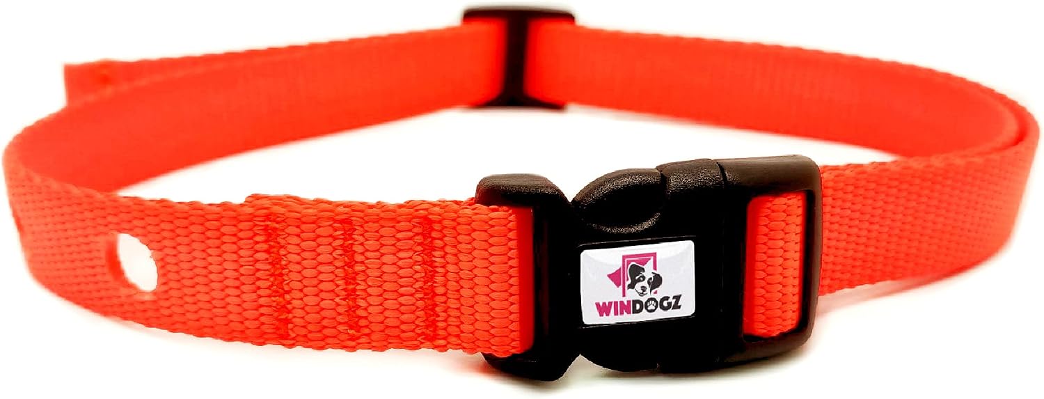 WindogZ Fence Dog Collar Replacement Strap, Heavy Duty, Comes in 4 Dog Loving Colors, Red, Blue, Black, Orange, Compatible with Most…