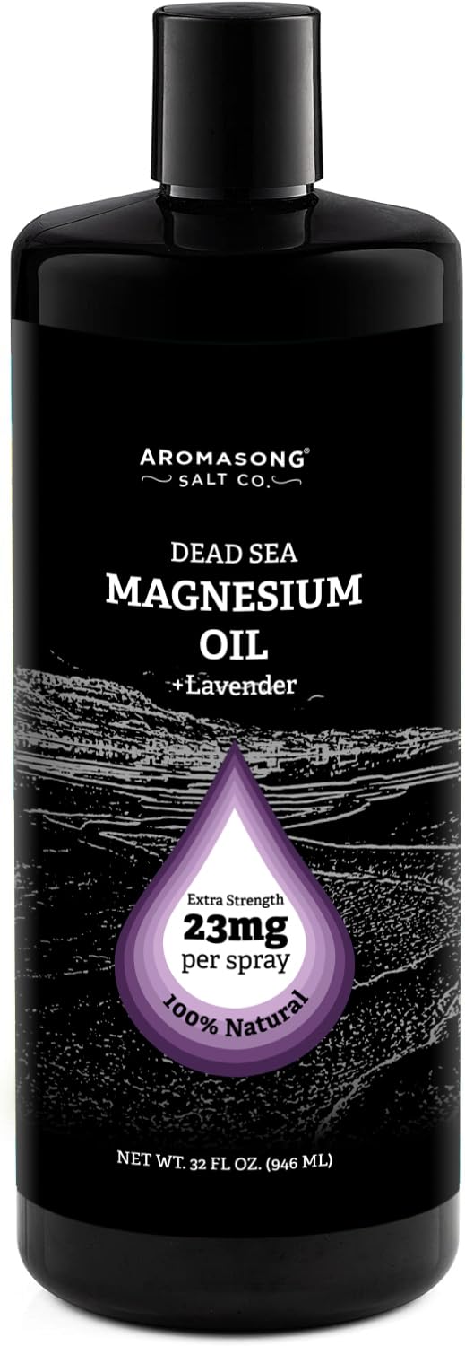 Aromasong Magnesium Spray Lavender - Extra Strength (23mg in Each Spritz) 32 Oz Refill Bottle, Natural and Pure Magnesium Oil Spray - Made in The USA - for Leg Discomfort and Promotes a Calm Sleep Lavender 32 Fl Oz (Pack of 1)