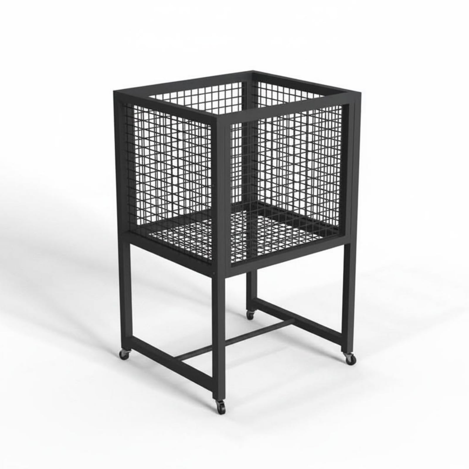 Carrello da Tennis Portatile Porta Palline Tennis con Ruote Cestino Rete Struttura Aperta Compatto 50cm×45cm Adatto per Allenamento in Sportivi Scuole