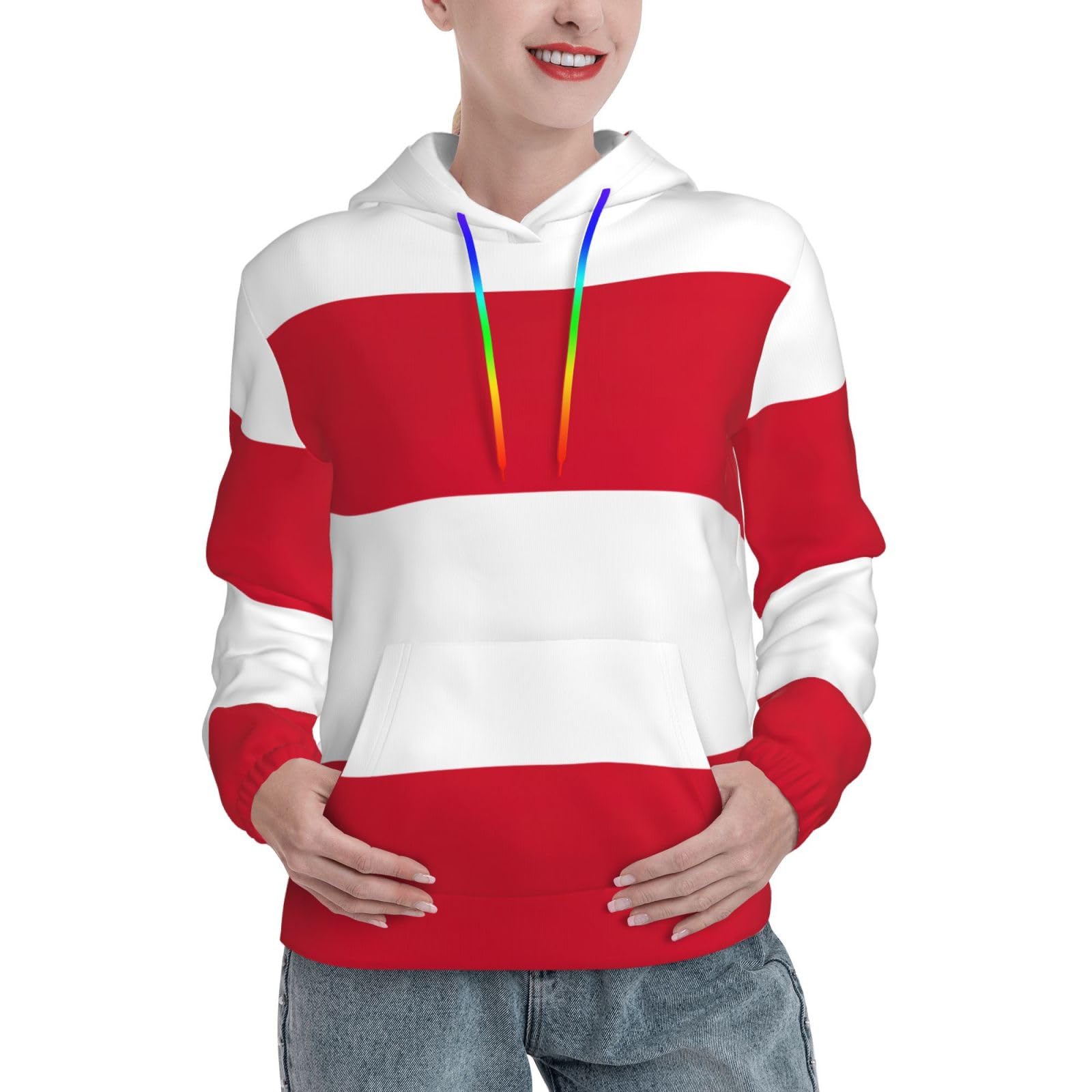 Sweatshirt femme drapeau Monaco pull à capuche extensible avec poche - 8