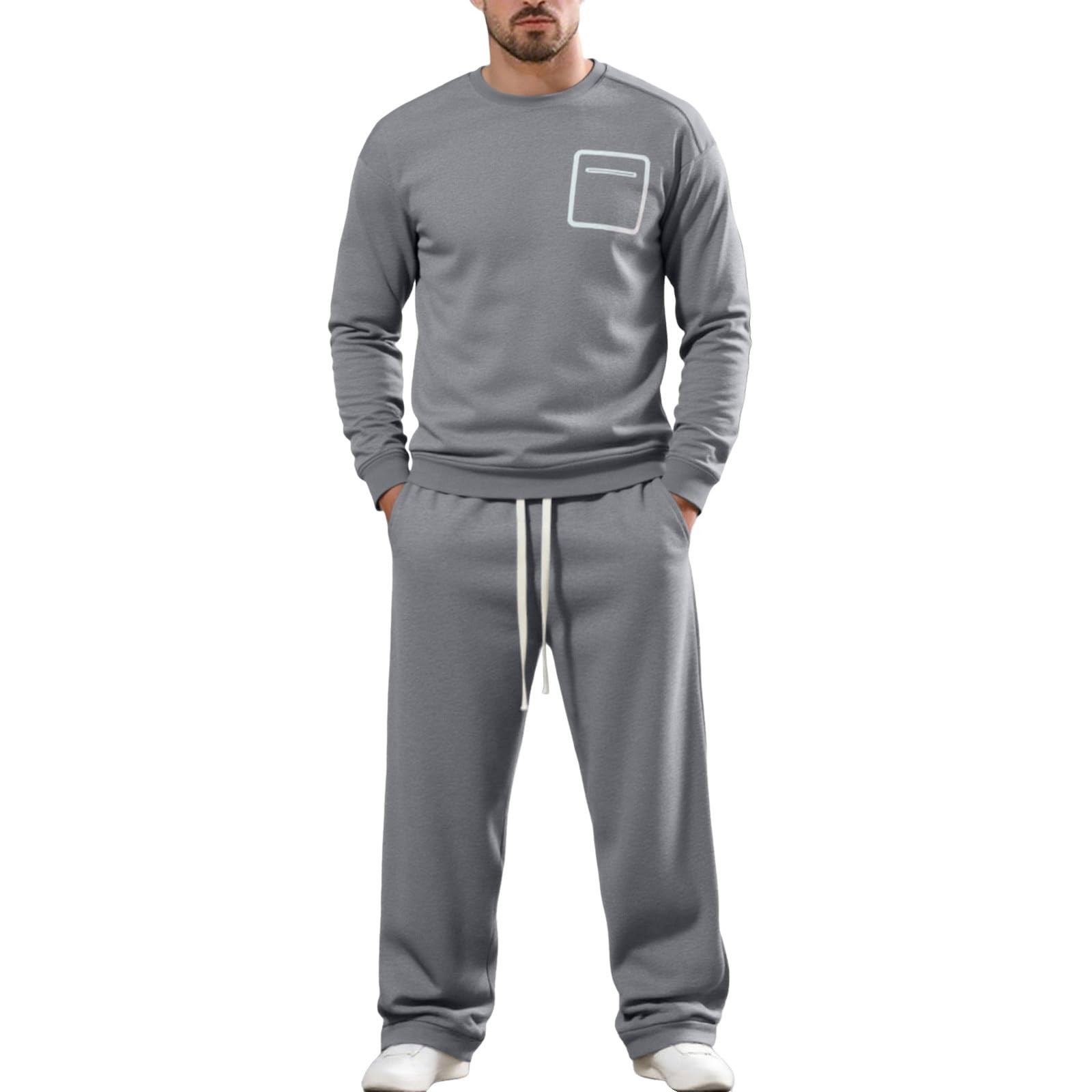 Trainingsanzug Herren Jogginganzug Sport Sweatshirt Und Jogginghose Set ohne Kapuze Sportanzug 2 Teiliges Atmungsaktiv Freizeitanzug Einfarbig Jogging Anzug Tracksuit Leichtes Laufanzug