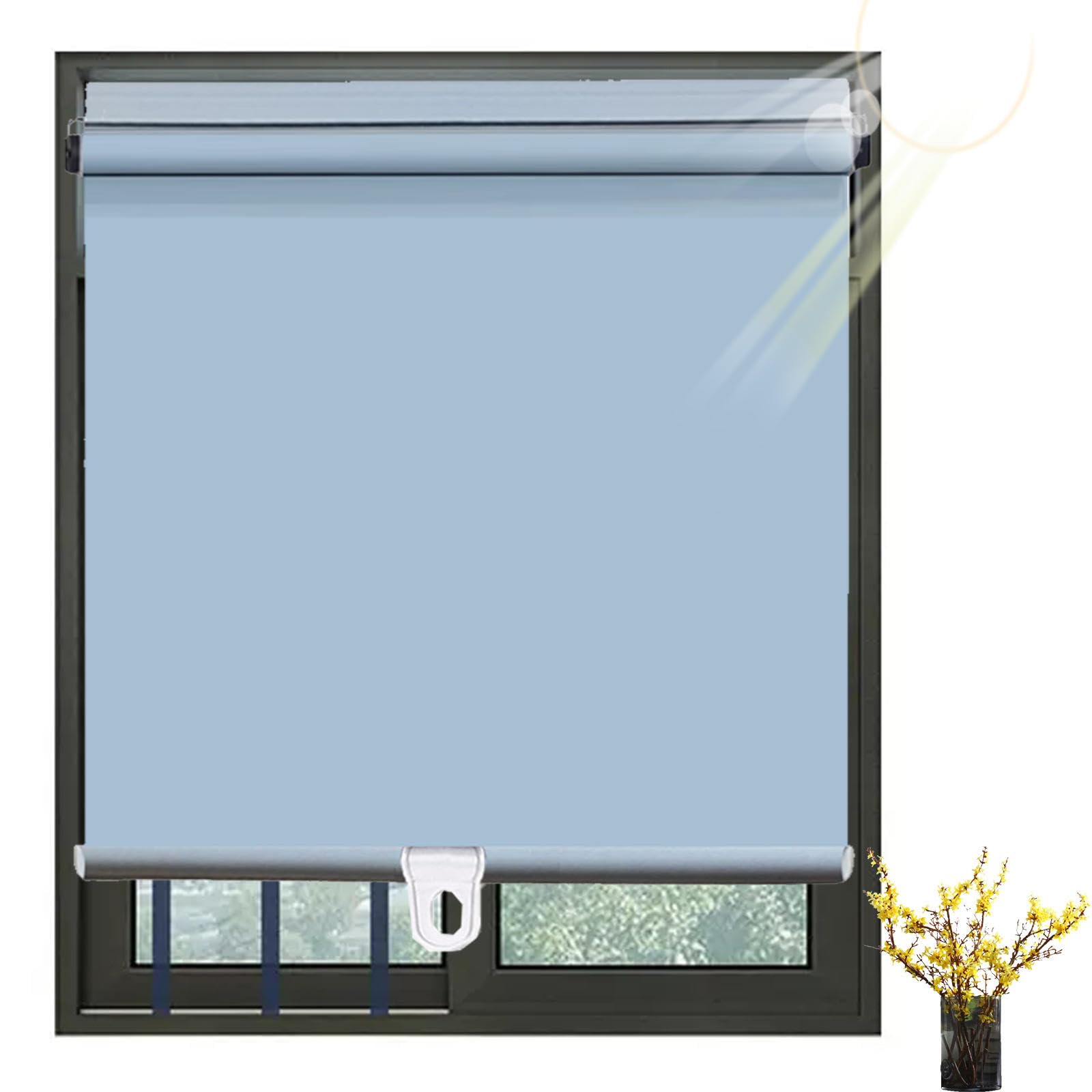 Jolan Grey Retractable Sunshade Roller Blinds,Blackout Roller Shades For Windows,Temporary Blinds No Drilling,Thermal Insulated/Privacy Curtains,32-150Cm Wide,For Balcony Bedroom,-70×130Cm(28 * 51In)