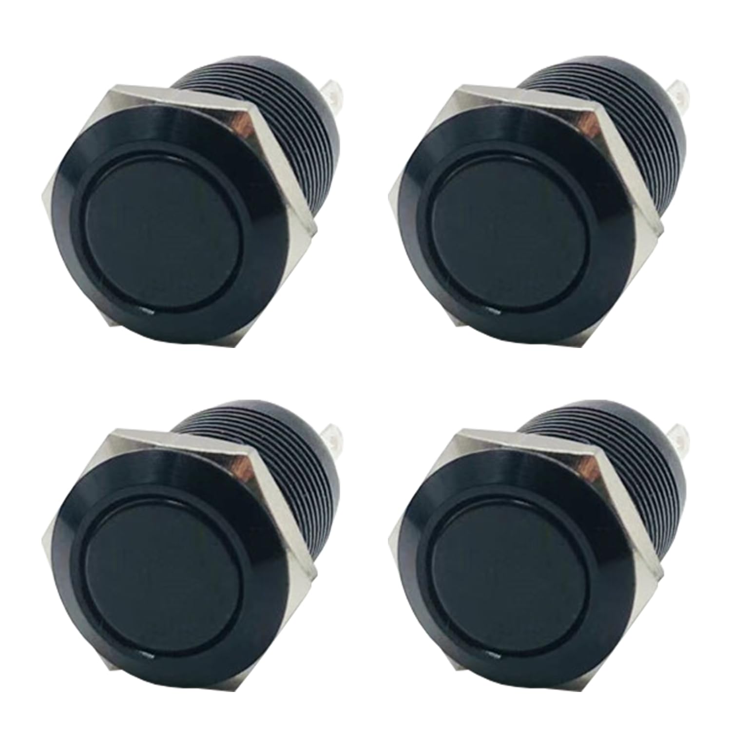Powice Wodoszczelny przełącznik, 4 x 12 mm, 12 V, wodoszczelny, przełącznik chwilowy, przełącznik ciśnieniowy, przycisk 1 A/6 V/12 V/24 V, odpowiedni do klaksonów, dzwonków samochodowych, itp., z