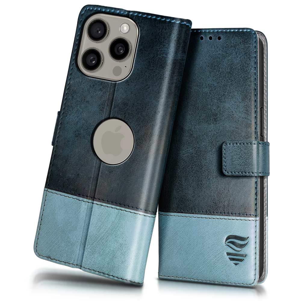 FLIPPED Vegan Leather Flip Case Back Cover for Apple iPhone 15 Pro Max (Flexible, Shock Proof | Hand Stitched Leather Finish | Card Pockets Wallet & Stand | Blue with Aquamarine) (B0CJNTK2VG) Amazon Price History, Amazon Price Tracker