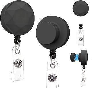 2 Pack Magnetic Badge Holder Reel with Strong Magnet Back - Retractable ID Card Clip for Nurses, Teachers, Office Professionals (Black)