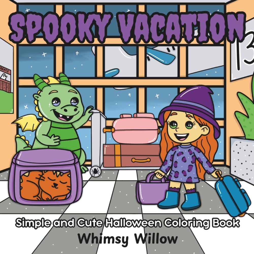 Spooky Vacation: Simple and Cute Halloween Coloring Book