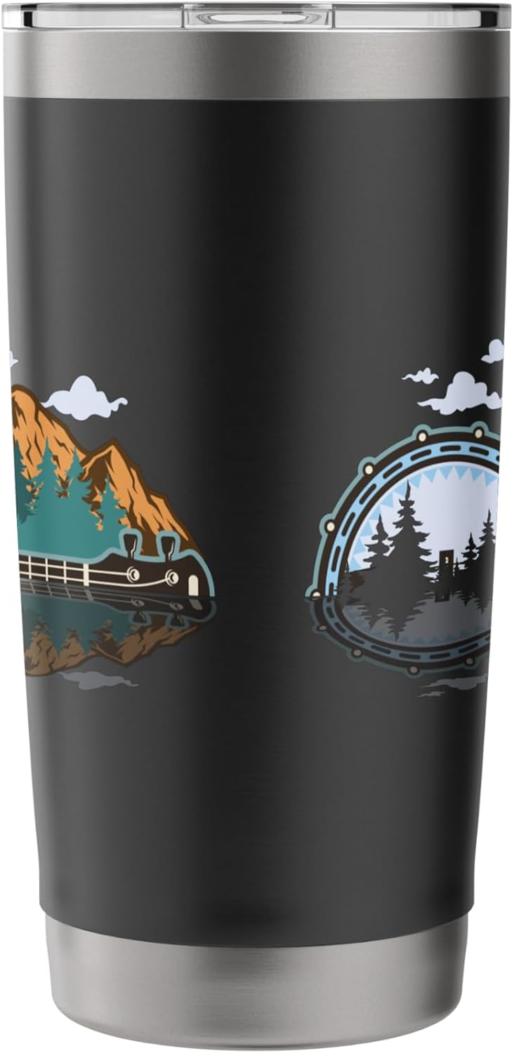 Banjo Mountain Moon Banjo Player Folk Music Bluegrass Banjo Stainless Steel Insulated Tumbler image 4