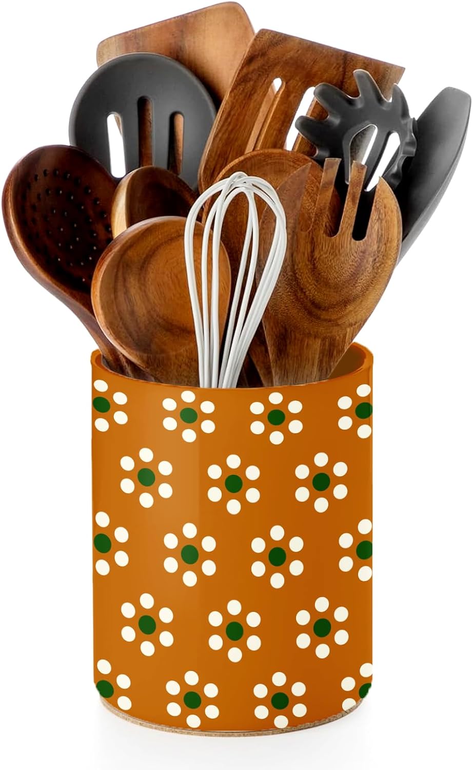 FYSUIMU Cielito Lindo Utensil Holder Ceramic Kitchen Crock Mexico Flower Kitchen Decor for Spoon Forks Countertop Supplies