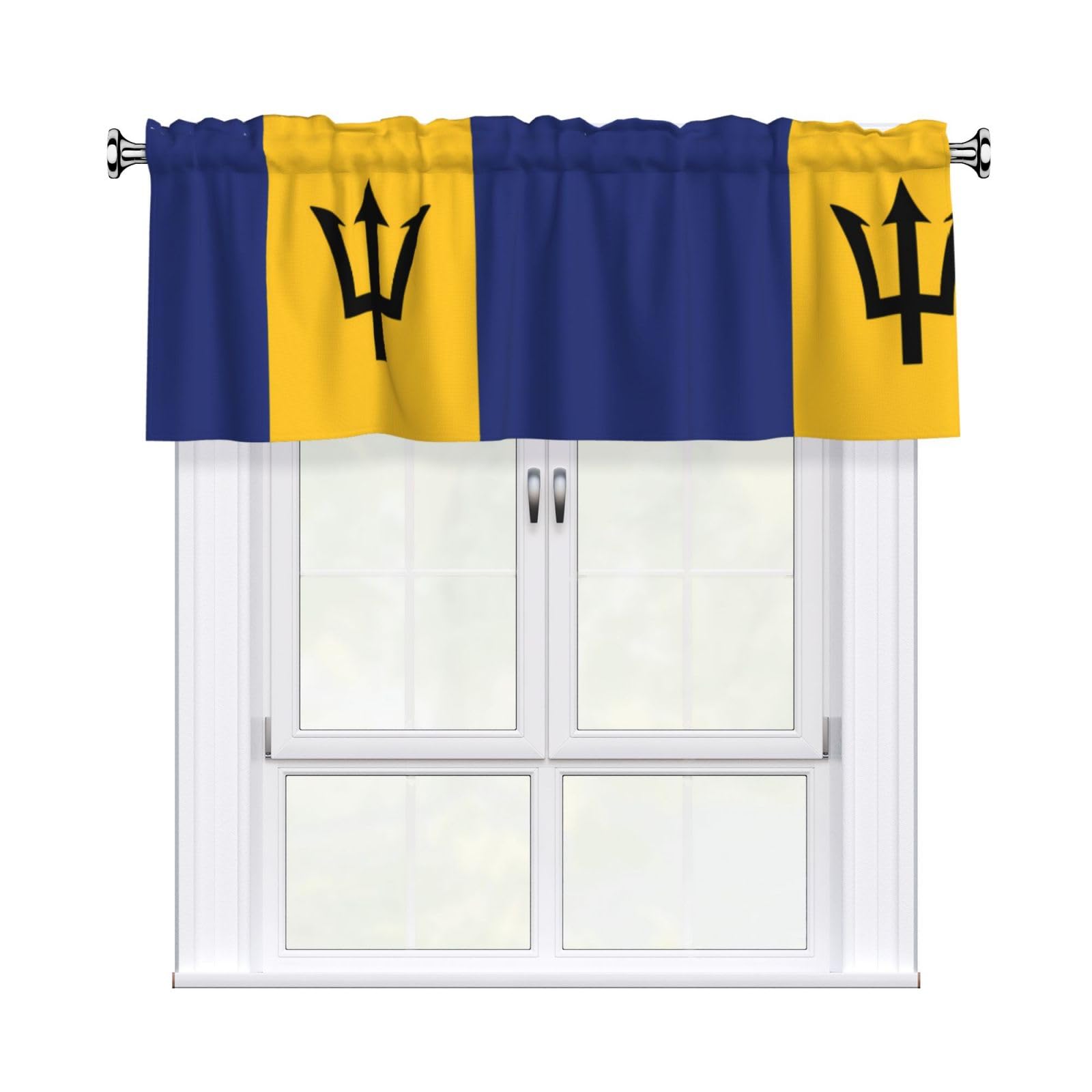 HJFCZH Flag of Barbados Prints Durable Window Layer – 54x18 Inch 100% Polyester Peach Skin Valance for Long-Lasting Style