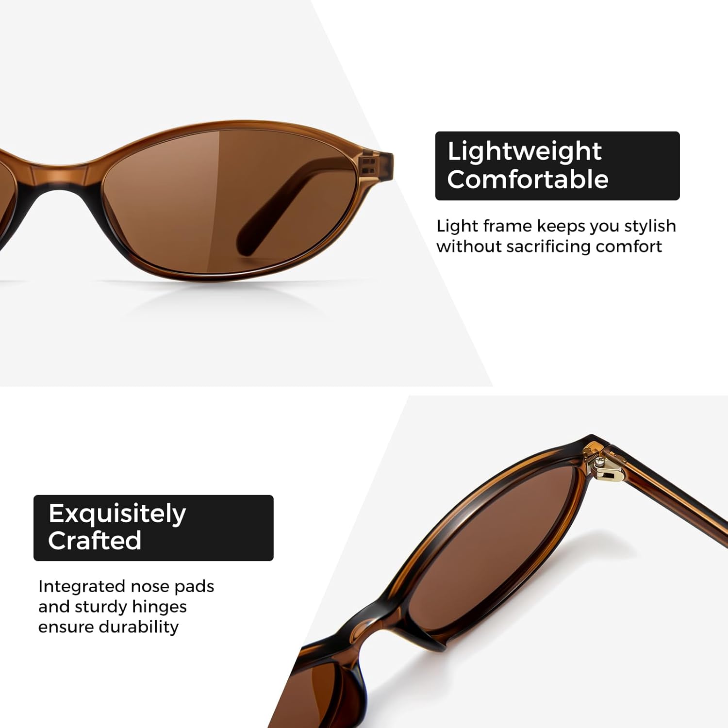 SUNGAIT Women's Retro Oval Sunglasses Chic Cat Eye 90s Style Lightweight UV Protection - Image 3