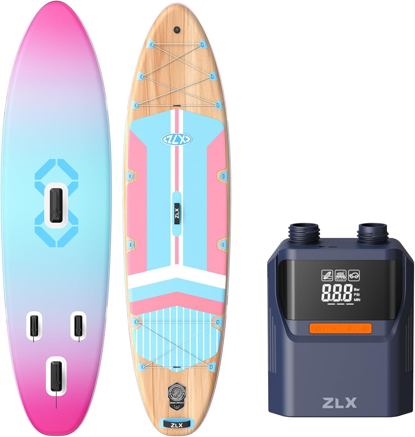 ZLX 11'6" Extra Wide Inflatable Stand Up Paddle Board SUP and Electric Paddle Board Pump