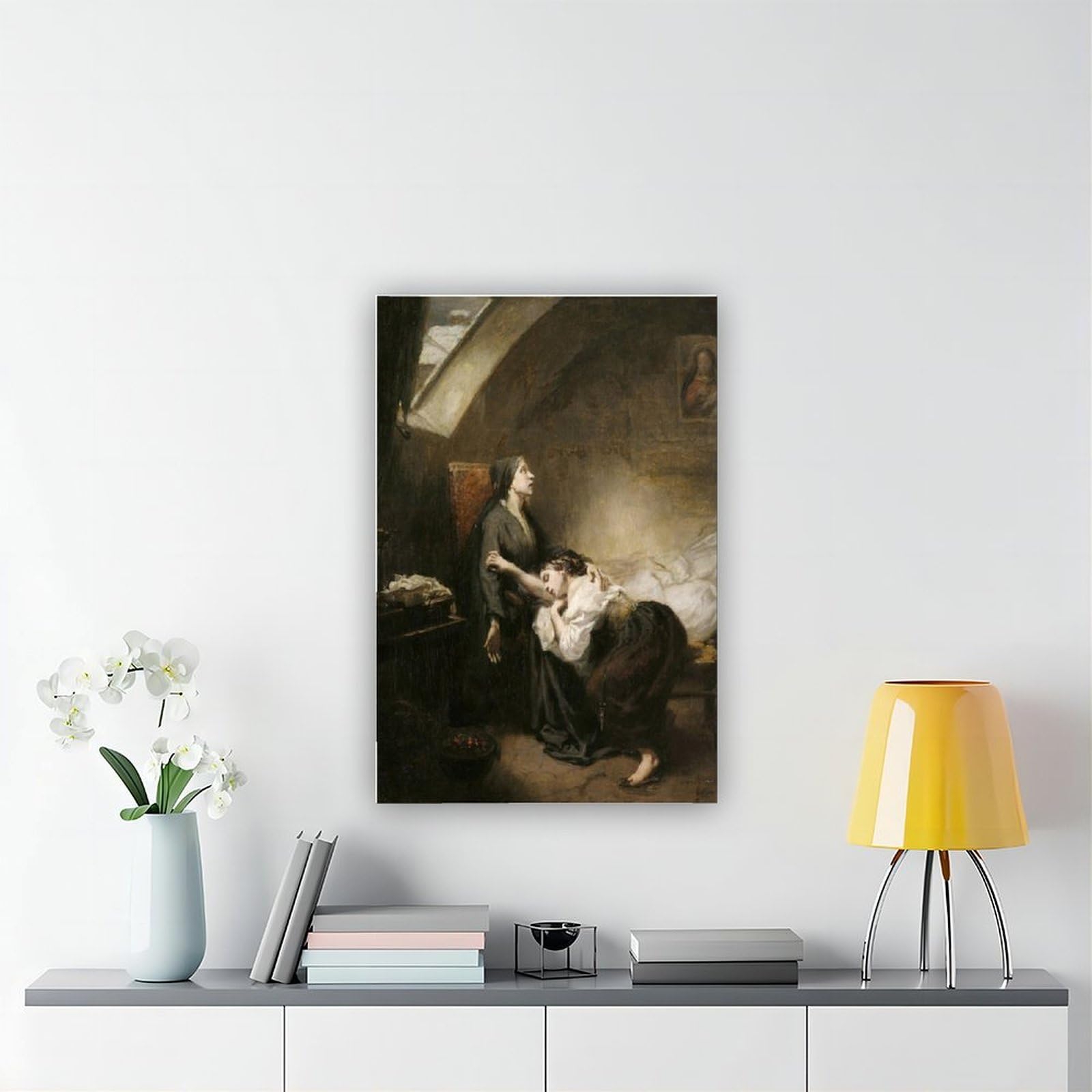 ANFOTCM Octave Tassaert, niefortunna rodzina lub samobójstwo, płótno druk artystyczny plakat do domu, szkoły, biura, dekoracja 24 x 36 cali (60 x 90 cm)