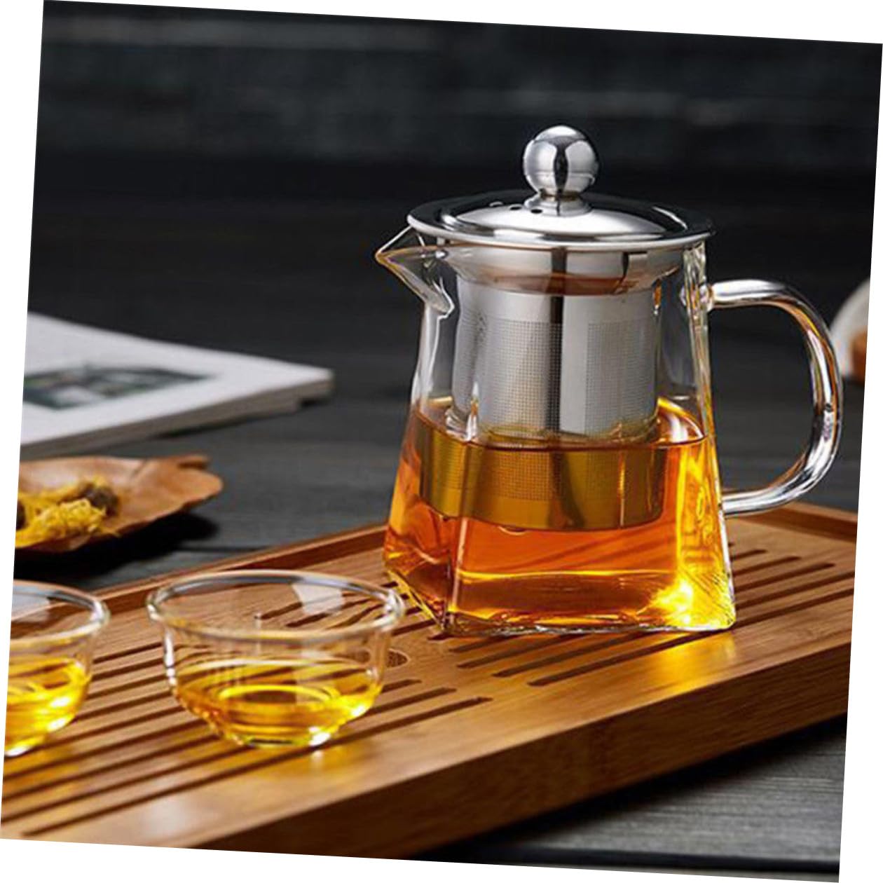 Tetera De Vidrio Resistente Al Calor Filtro De Acero Inoxidable Para Infusiones De Té Para Cocina o Despacho