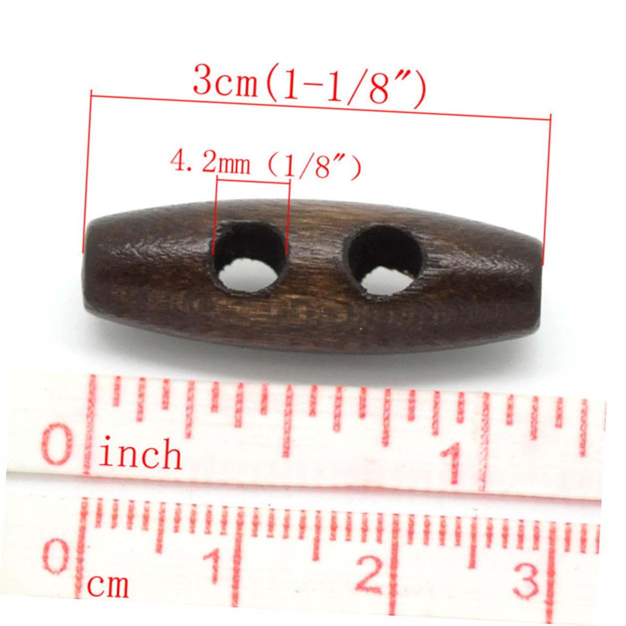 450 Stück Ovale Holzknöpfe mit Doppelloch, 3x1, 1 Cm, Dunkelbraun