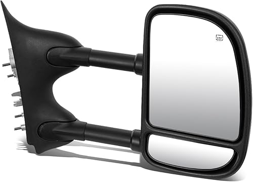 DNA Motoring TWM-004-T888-BK-SM - Par de espejos laterales de remolque calefactables con luz de giro compatibles con 99-07 F250 F350 F450 F550